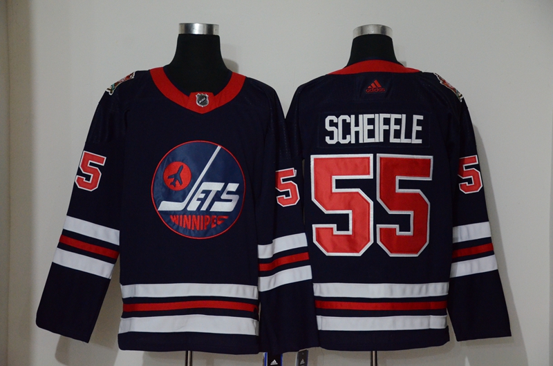 Men's Winnipeg Jets #55 Mark Scheifele Navy Stitched NHL Jersey
